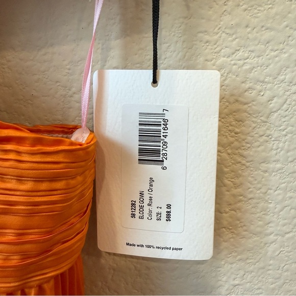 AMUR Elodie Satin Colorblock Pleated Gown - Picture 6 of 12